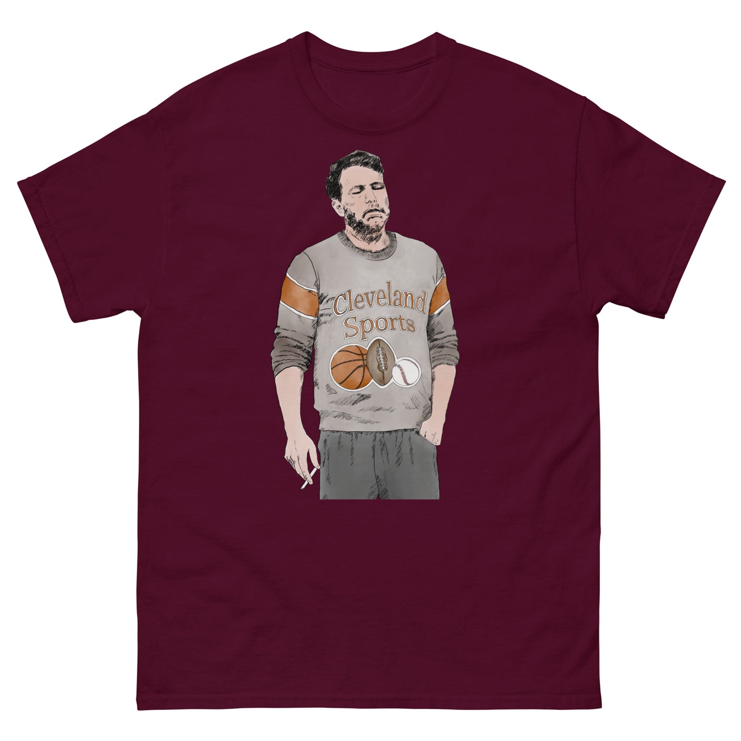ben affleck smoking through the pain of being a cleveland sports fan (t-shirt)