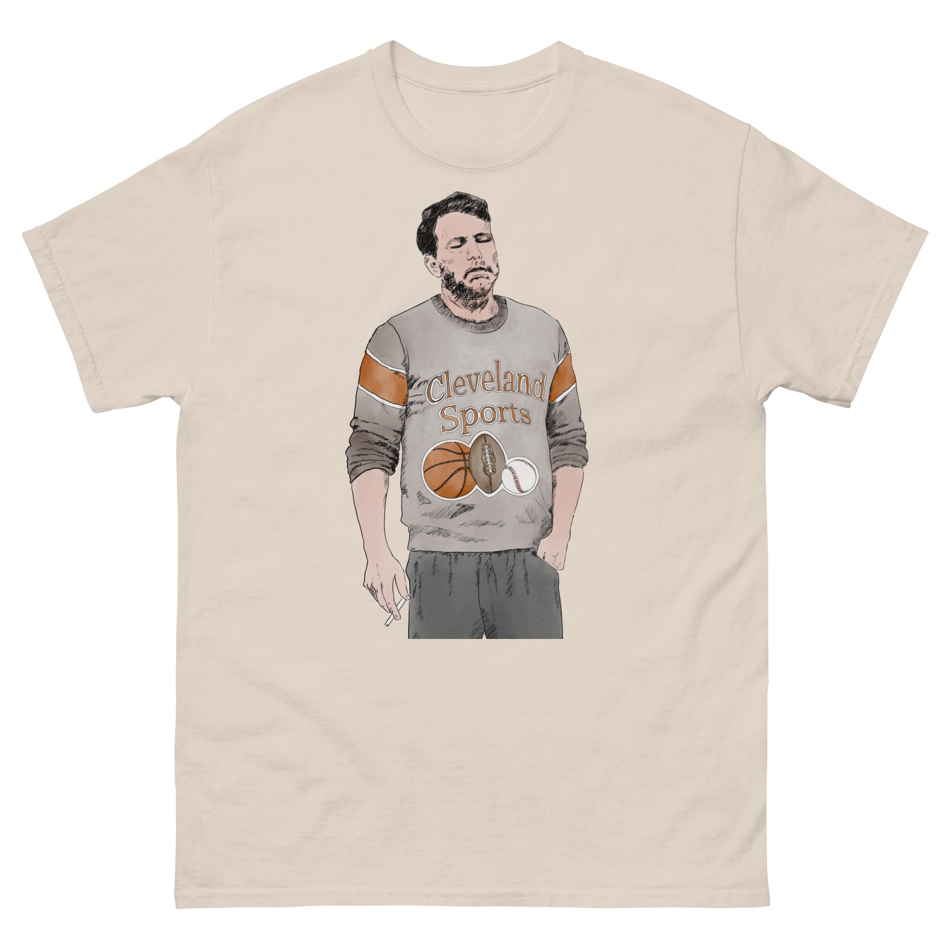ben affleck smoking through the pain of being a cleveland sports fan (t-shirt)