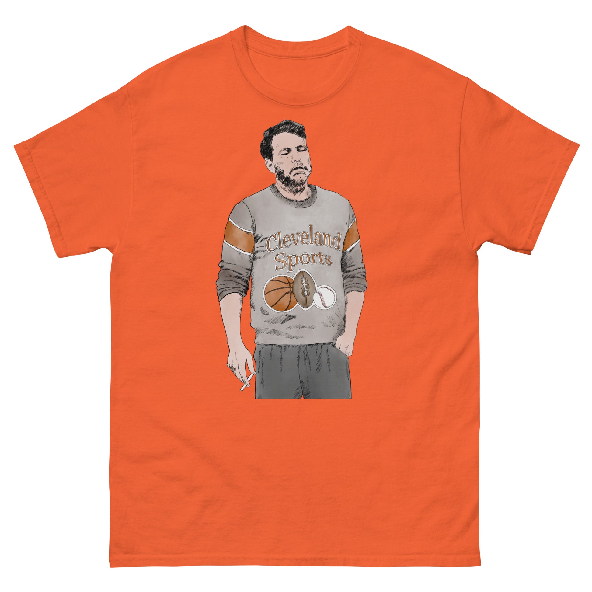 ben affleck smoking through the pain of being a cleveland sports fan (t-shirt)