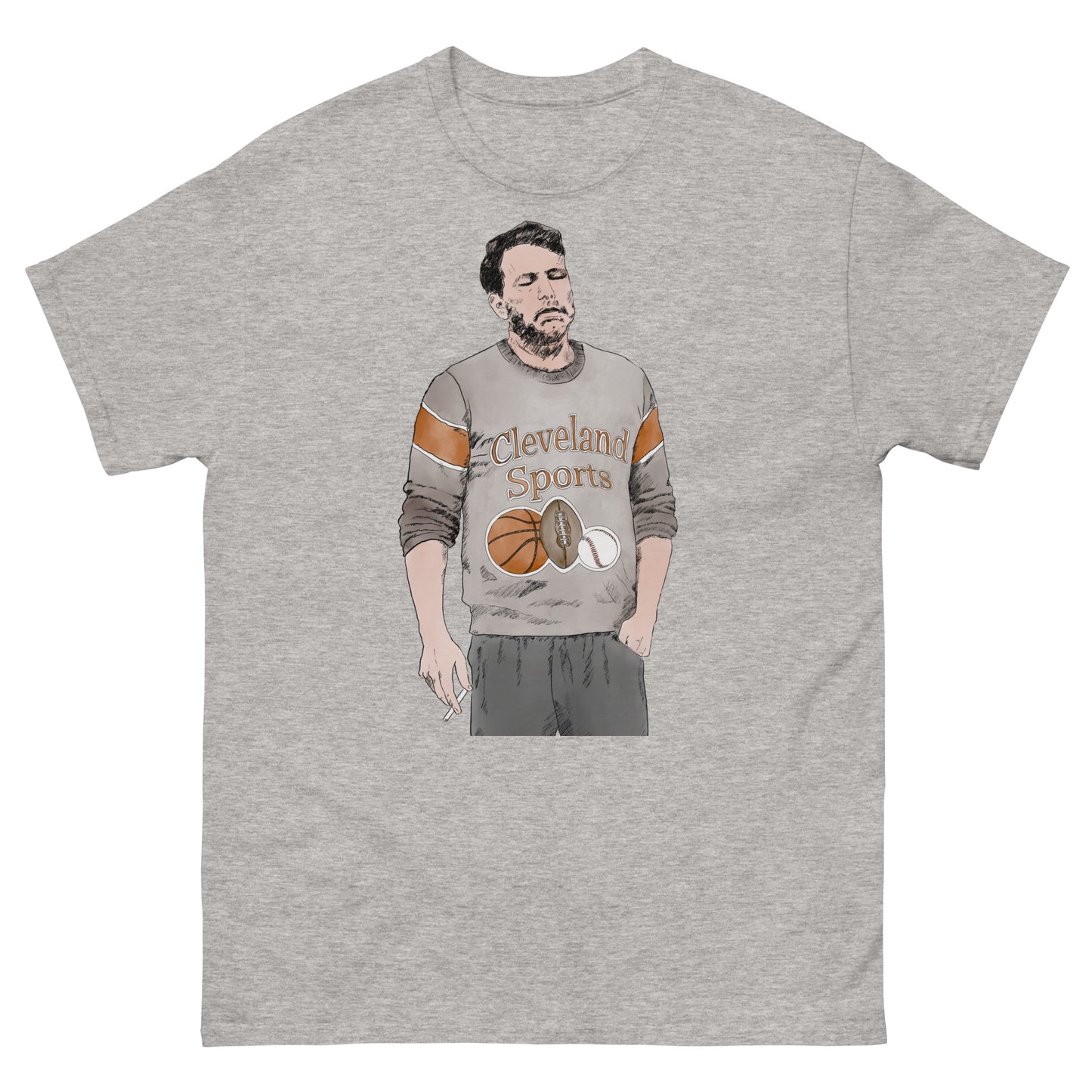 ben affleck smoking through the pain of being a cleveland sports fan (t-shirt)