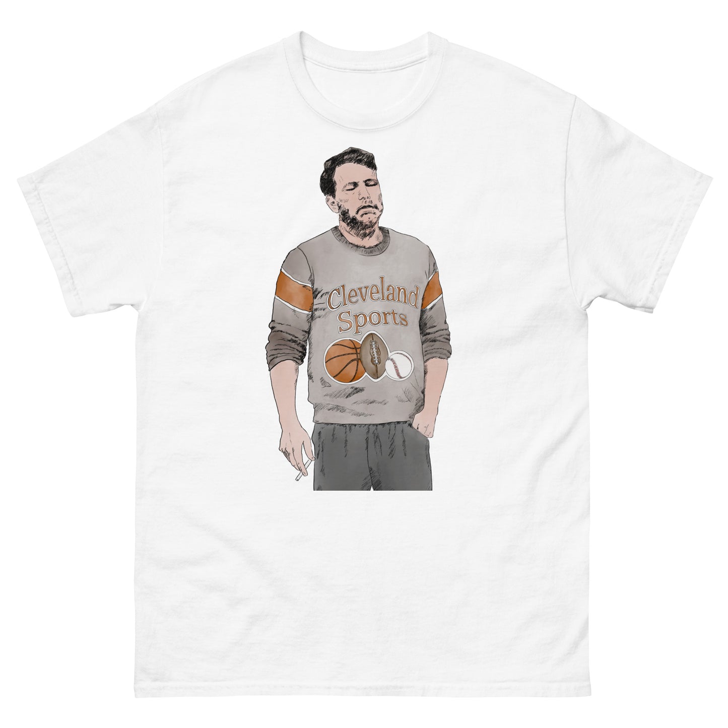 ben affleck smoking through the pain of being a cleveland sports fan (t-shirt)