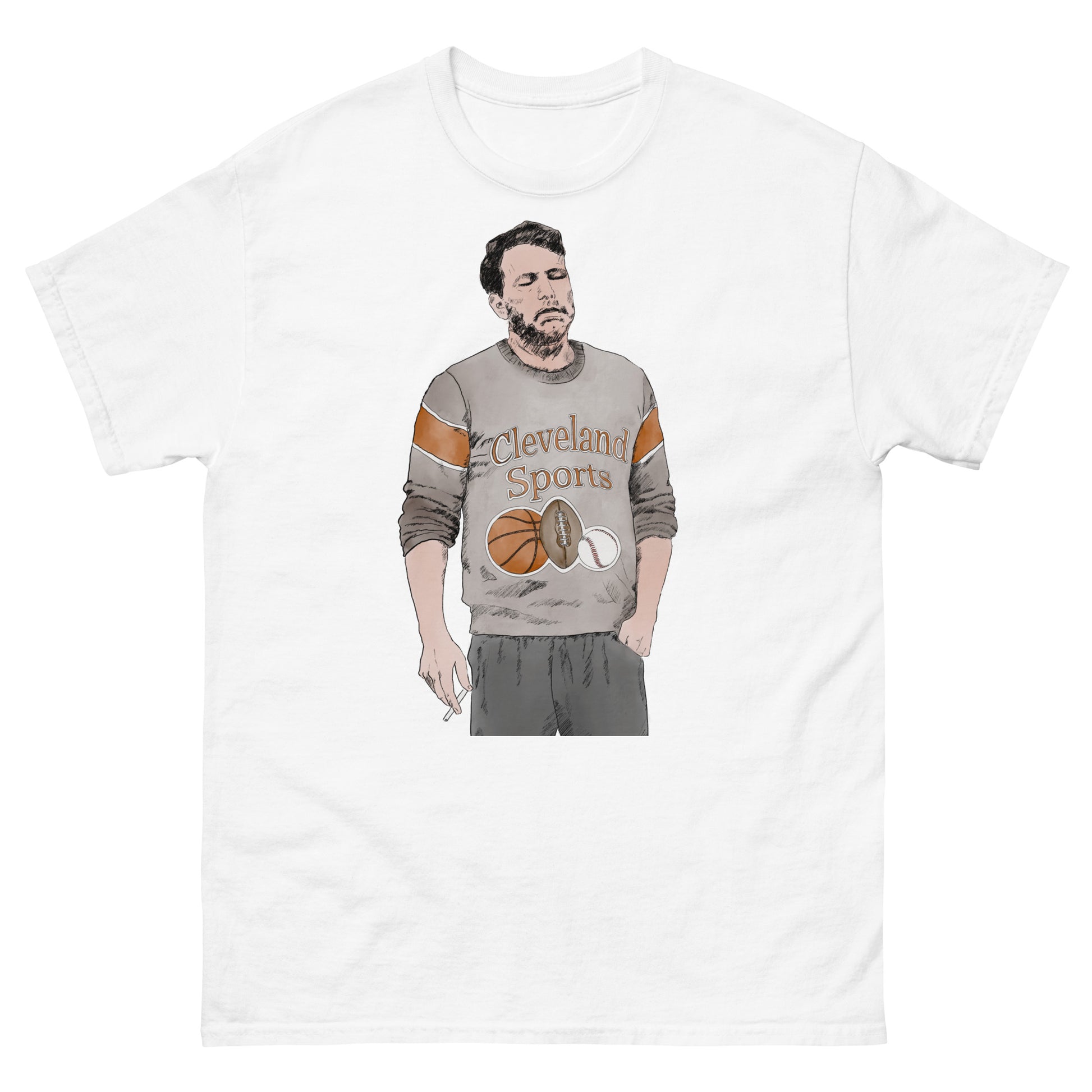 ben affleck smoking through the pain of being a cleveland sports fan (t-shirt)
