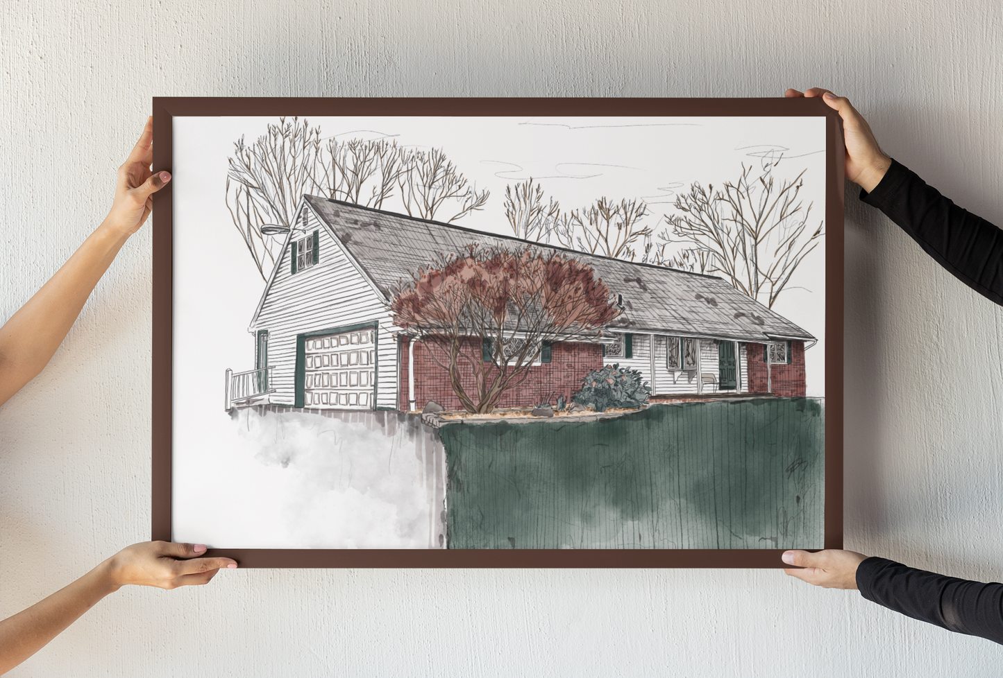 Custom Watercolor Home Portrait