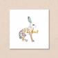 Watercolor painting of a jack rabbit with the letter 'J' floating on a beige background. Artist: Joëlle Diane