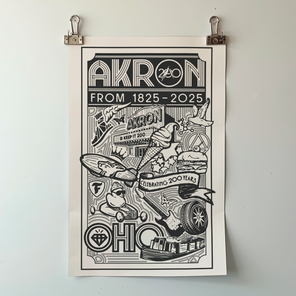 Akron Bicentennial Riso Print