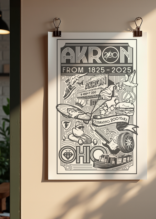 Akron Bicentennial Riso Print